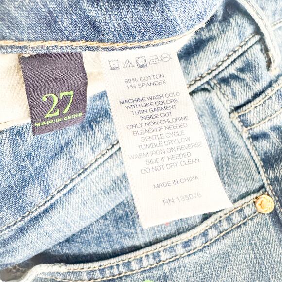 Caslon Slim Boyfriend Splatter Paint Denim Jeans Zip Fly Straight Leg Size 27 - Picture 7 of 8